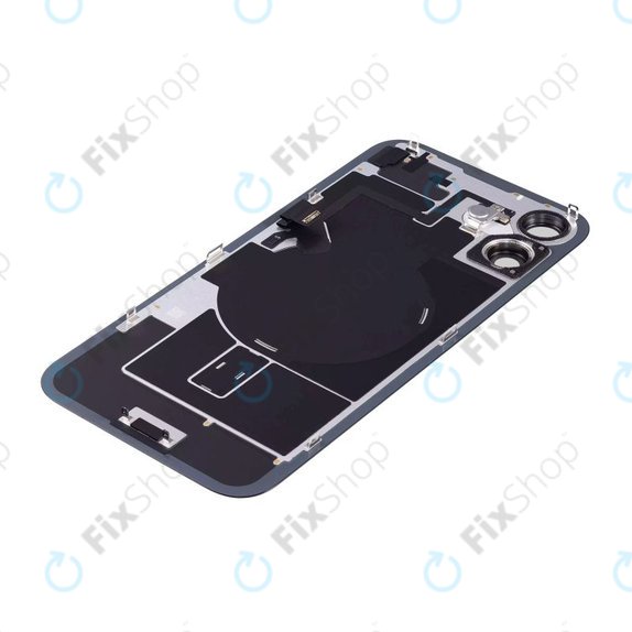 Apple iPhone 16 - Steklo zadnjega ohišja + Leča kamere + Kovinska plošča + Magsafe magnet + Flex kabel (Black)