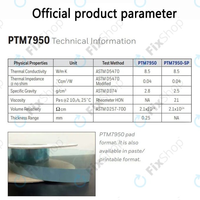 Toplotno prevodna podloga Honeywell PTM7950, 8.5 W/mK, 80 × 160 × 0.2mm