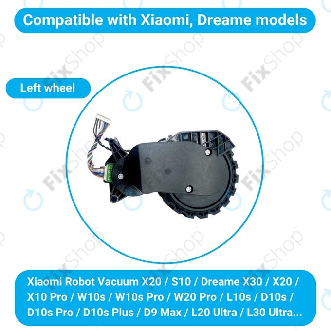 Xiaomi Robot Vacuum X20, S10, Dreame X30, X20, X10 Pro - Kolo z Motorjem (Levo) (Črna)