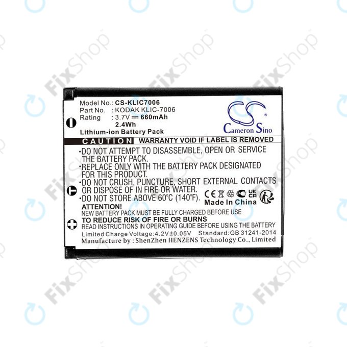 Baterija za Kodak EasyShare, 660mAh, Li-Ion, 3.7V, LB-012, KLIC-7006, HQ