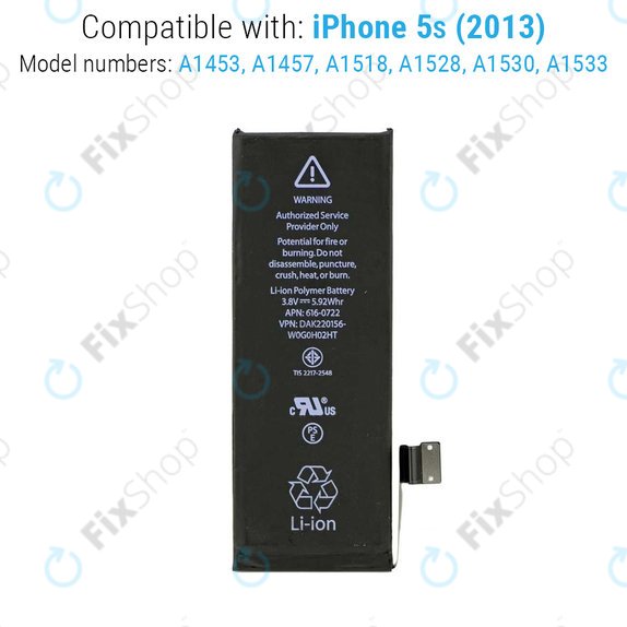 Baterija za iPhone 5S, 1560mAh