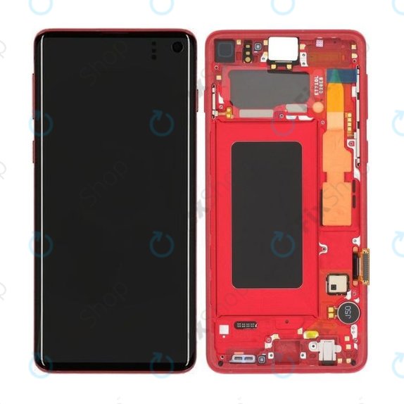 Samsung Galaxy S10 G973F - LCD zaslon + steklo na dotik + okvir (Red) - GH82-18850H Genuine Service Pack