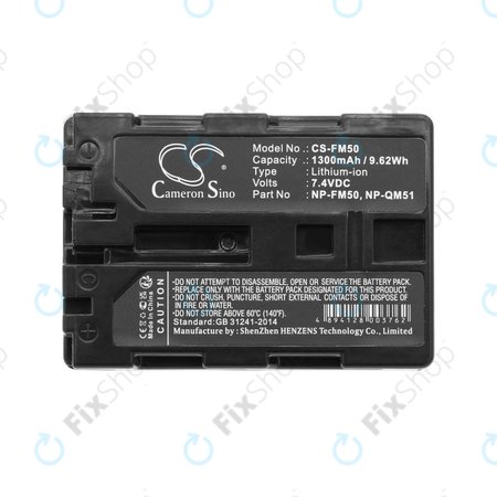 Baterija za Sony CCD-TR108, Cyber-shot DSC-S50, 1300mAh, Li-Ion, 7.4V, NP-QM51, HQ