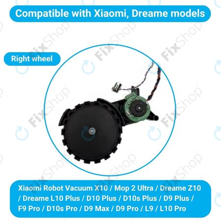Xiaomi Robot Vacuum X10, Dreame Z10 Pro, L10 Plus, D10 Plus - Kolo z Motorjem (Desno) (Črna)