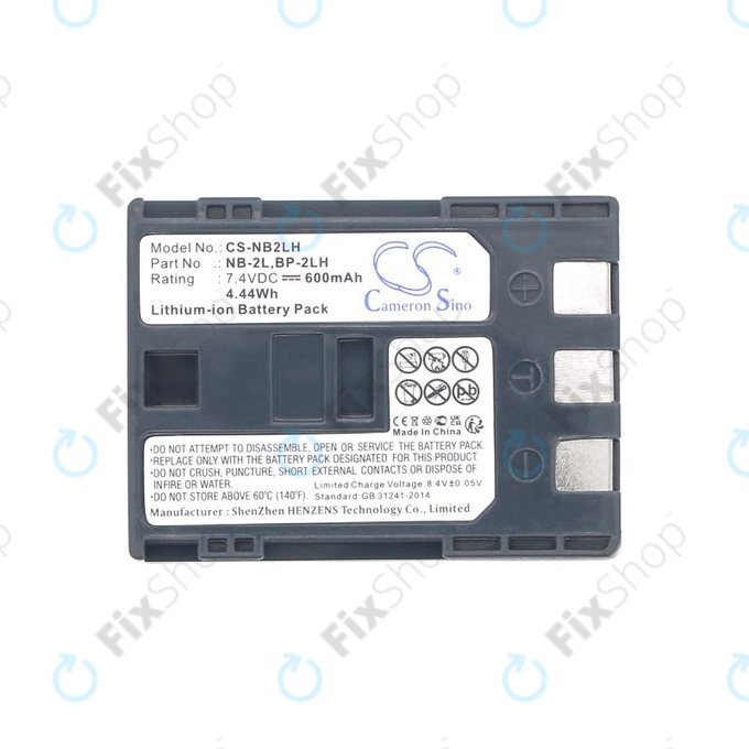 Baterija za Canon EOS 350D, 400D, PowerShot S30, S60, S80, 600mAh, Li-Ion, 7.4V, NB-2LH, HQ