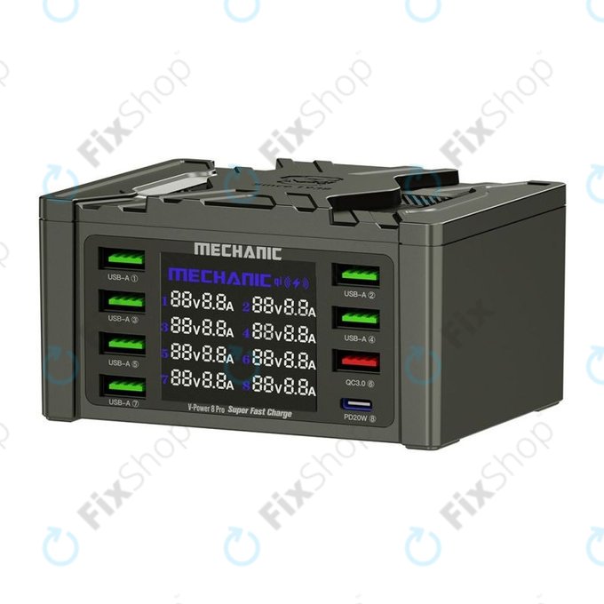 Mechanic V-Power 8 Pro - Servisna USB polnilna postaja z USB-C, USB 3.0