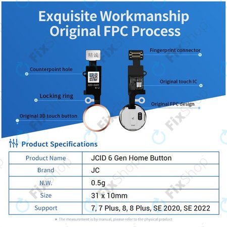 Apple iPhone 7, 7 Plus, 8, 8 Plus, SE (2020), SE (2022) - gumb Domov JCID 7 Gen (Rose Gold)