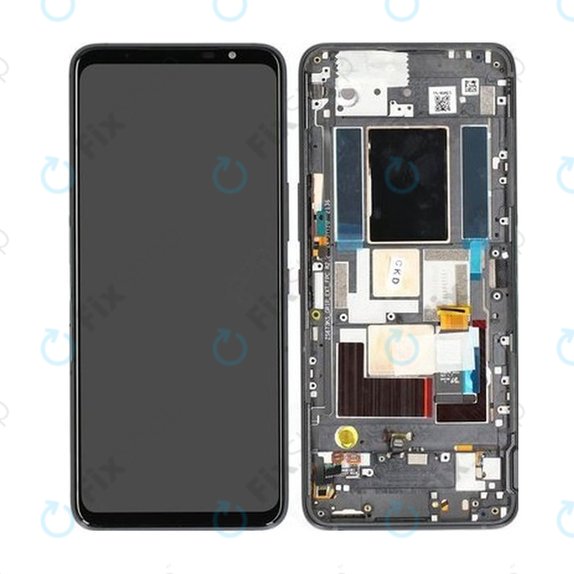 Asus ROG Phone 5s, 5s Pro ZS676KS - LCD zaslon + steklo na dotik + okvir (Black) - 90AI0091-R20020 Genuine Service Pack