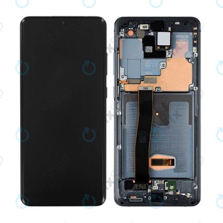 Samsung Galaxy S20 Ultra G988F - LCD zaslon + steklo na dotik + okvir + sprednja kamera (Cosmic Black) - GH82-22271A, GH82-22327A Genuine Service Pack