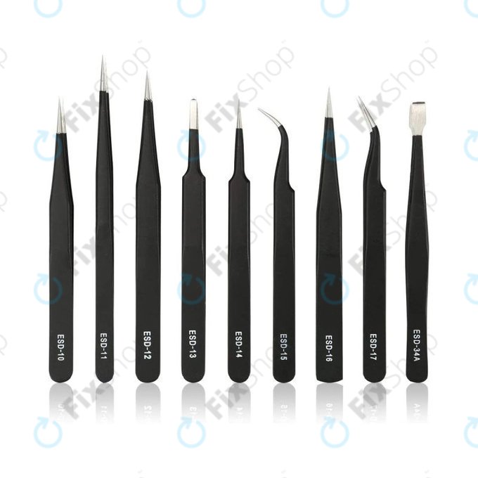 Komplet ESD antistatičnih pincet iz nerjavečega jekla 9 v 1