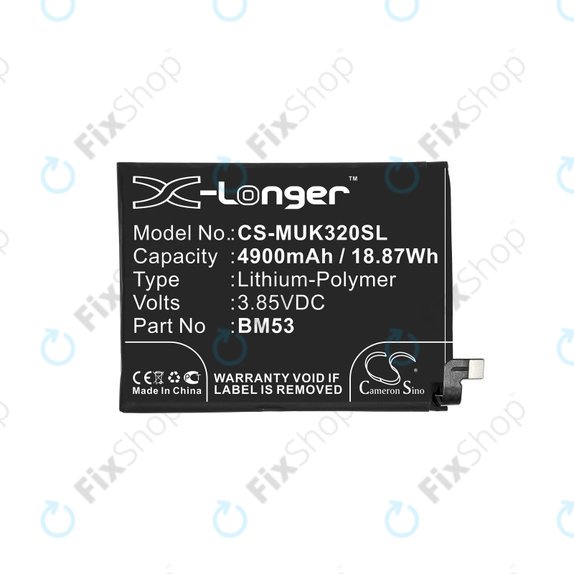 Baterija za Xiaomi Mi 10T 5G M2007J3SY, 4900mAh, Li-Pol, 3.85 V, BM53, HQ