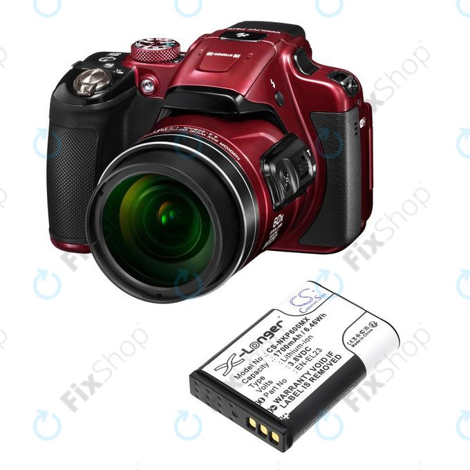Baterija za Nikon Coolpix, 1700mAh, Li-Ion, 3.8V, EN-EL23, HQ