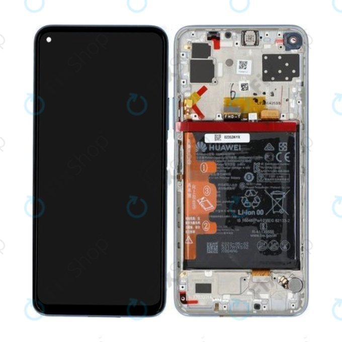 Huawei P40 Lite 5G - LCD zaslon + steklo na dotik + okvir + baterija (Space Silver) - 02353SUQ Genuine Service Pack