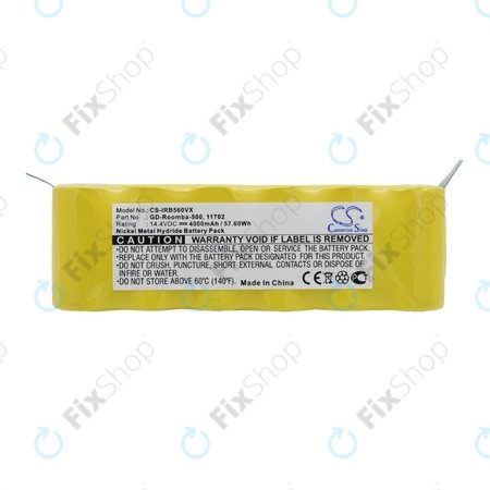 iRobot Roomba 500, 600, 700, 800, 900-series, R3, Scooba 450, Vileda 137173 - Baterija 11702, GD-Roomba-500, VAC-500NMH-33 Ni-MH 14.4V 4000mAh HQ