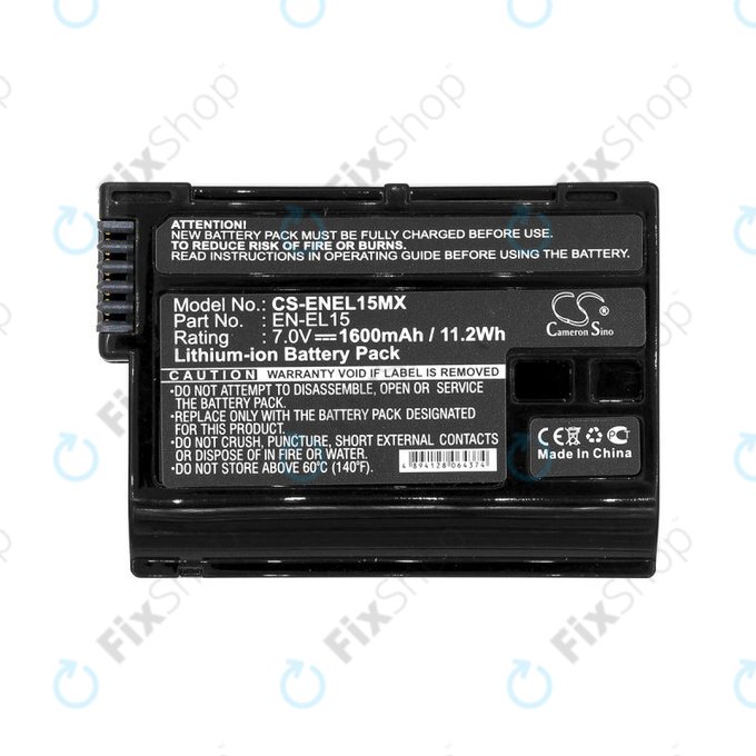 Baterija za Nikon Coolpix D7000, 1600mAh, Li-Ion, 7V, EN-EL15, HQ