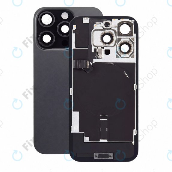 Steklo zadnjega ohišja za iPhone 16 Pro, Black Titanium, Pulled A