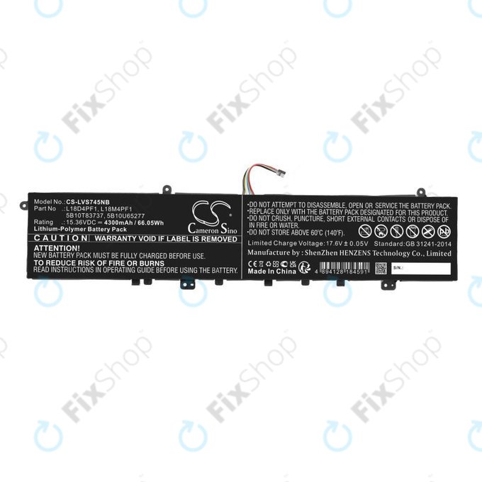 Baterija za Lenovo Yoga, 4300mAh, Li-Pol, 15.36V, L18D4PF1, HQ