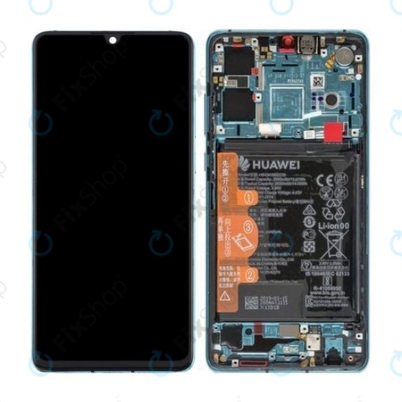 Huawei P30 - LCD zaslon + steklo na dotik + okvir + baterija (Aurora Blue) - 02352NLN, 02354HRH, 02354HNJ Genuine Service Pack