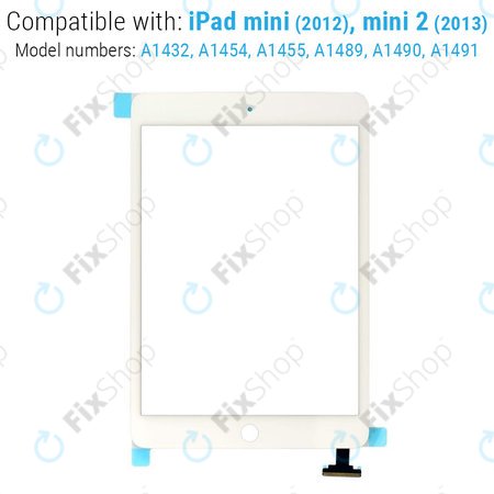 Apple iPad Mini, Mini 2 - Steklo na dotik + priključek IC (White)