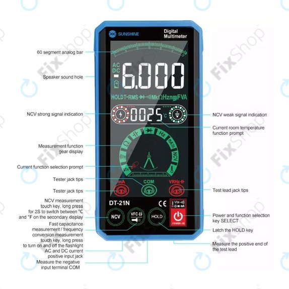 Sunshine DT-21N - Multimeter na dotik