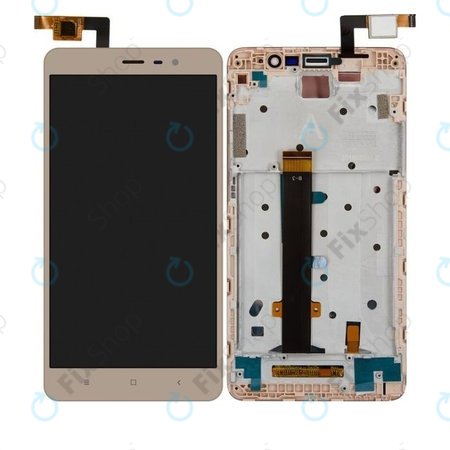Xiaomi Redmi Note 3 - LCD zaslon + steklo na dotik + okvir (Gold) TFT