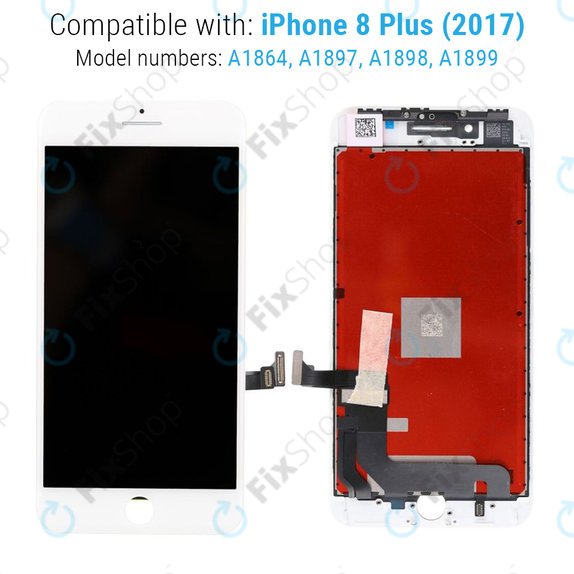 Apple iPhone 8 Plus - LCD zaslon + steklo na dotik + okvir (White) TFT