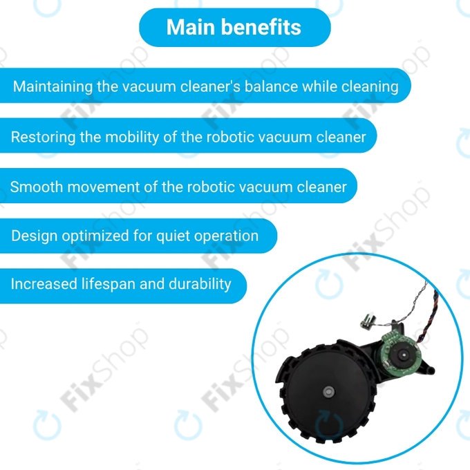 Xiaomi Robot Vacuum X10, Dreame Z10 Pro, L10 Plus, D10 Plus - Kolo z Motorjem (Desno) (Črna)