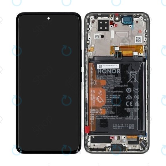 Honor 200 - LCD zaslon + steklo na dotik + okvir + baterija (Black) - 0235AKHV Genuine Service Pack