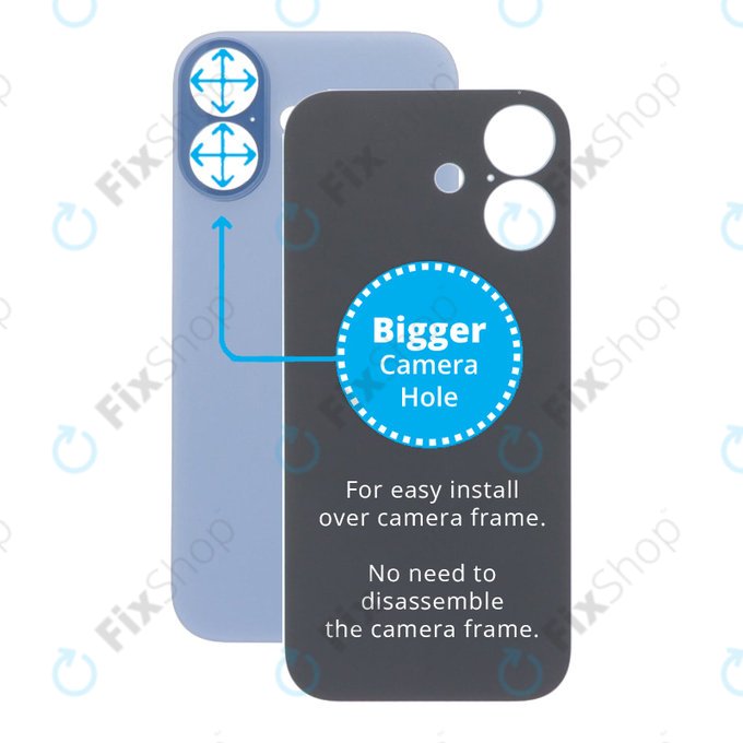 Apple iPhone 17 - Steklo zadnjega ohišja s povečano luknjo za kamero (Mist Blue)