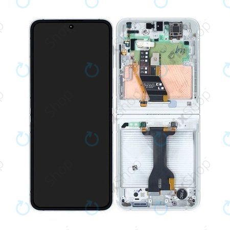 Samsung Galaxy Z Flip 6 F741B - LCD zaslon + steklo na dotik + okvir (White) - GH82-35014F Genuine Service Pack
