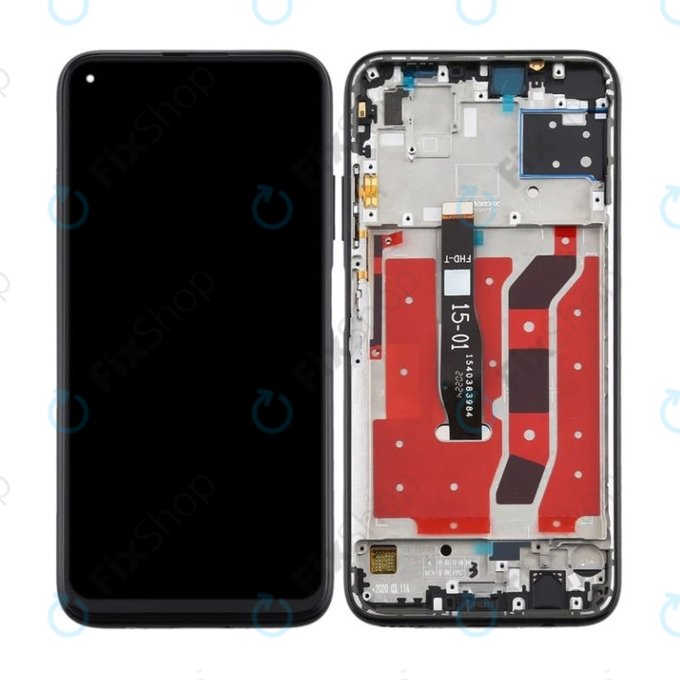 Huawei P40 Lite - LCD zaslon + steklo na dotik + okvir (Midnight Black) TFT