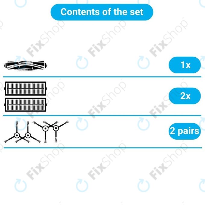 Komplet nadomestnih delov za iRobot Roomba Combo 1138, Ecovacs Deebot Ozmo 930 (1x Glavna krtača, 2x Filtri, 2 para stranskih krtač)
