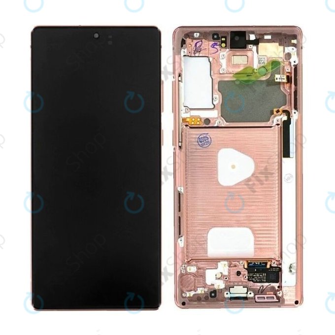 Samsung Galaxy Note 20 N980B - LCD zaslon + steklo na dotik + okvir (Mystic Bronze) - GH82-23495B, GH82-23733B Genuine Service Pack