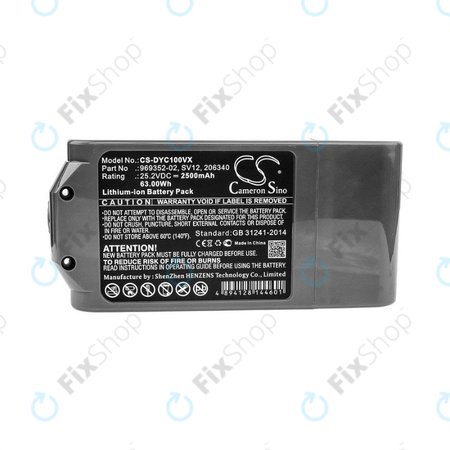 Dyson V10 - Baterija 969352-02, SV12, 206340 Li-Ion 25.2V 2500mAh HQ