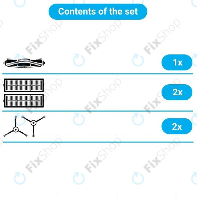 Komplet nadomestnih delov za Xiaomi Mi Robot Vacuum Mop (Mijia 1C), 2 (Mijia 2C) 2 Pro+ (Mijia 1T) (1x Glavna krtača, 2x Filter, 2x Stranska krtača)