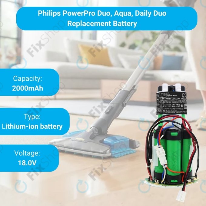 Philips PowerPro Duo, Aqua, Daily Duo - Baterija 69-2008-009-223 Li-Ion 18V 2000mAh HQ