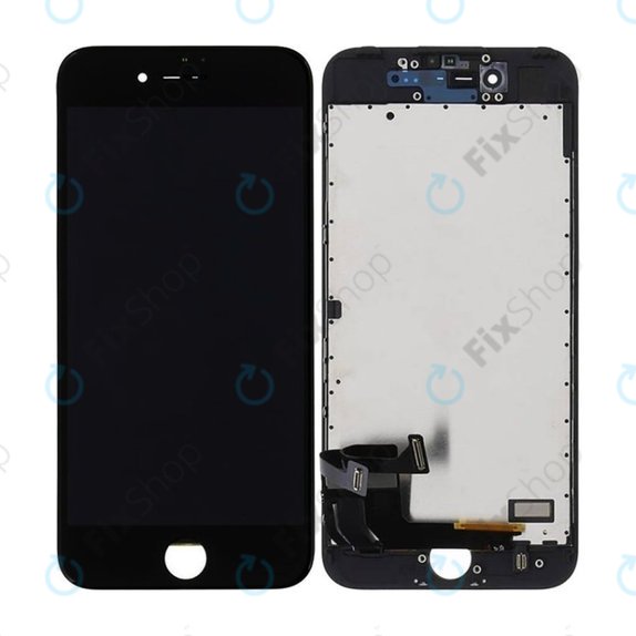 Zaslon In-Cell za iPhone 7, Black, Steklo na dotik z okvirjem, FixPremium