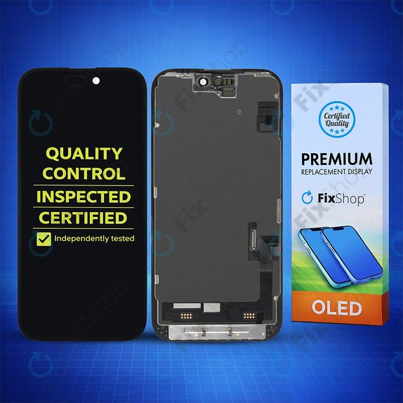 Zaslon Hard OLED za iPhone 15, Steklo na dotik z okvirjem, FixPremium