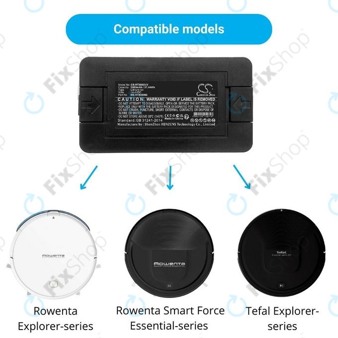 Rowenta Explorer-series, Smart Force Essential-series, Tefal Explorer-series - Baterija RS-RT900866 Li-Ion 14.4V 2600mAh HQ