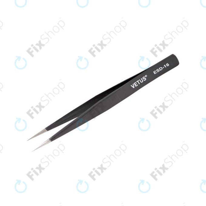 Vetus ESD-16 - Antistatična kovinska pinceta z ostro konico (128mm)