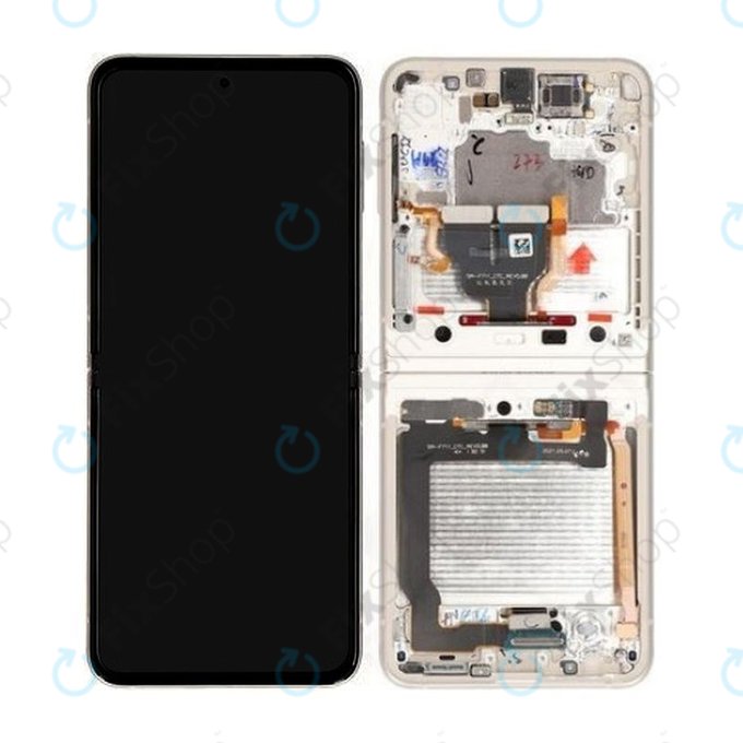 Samsung Galaxy Z Flip 3 F711B - LCD zaslon + steklo na dotik + okvir (Cream) - GH82-27243B, GH82-27244B Genuine Service Pack