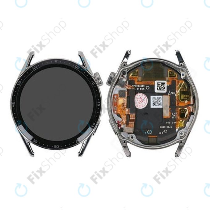 Huawei Watch GT 3 JPT-B19 46mm - LCD zaslon + steklo na dotik + okvir (srebrna) - 02354QMS Genuine Service Pack