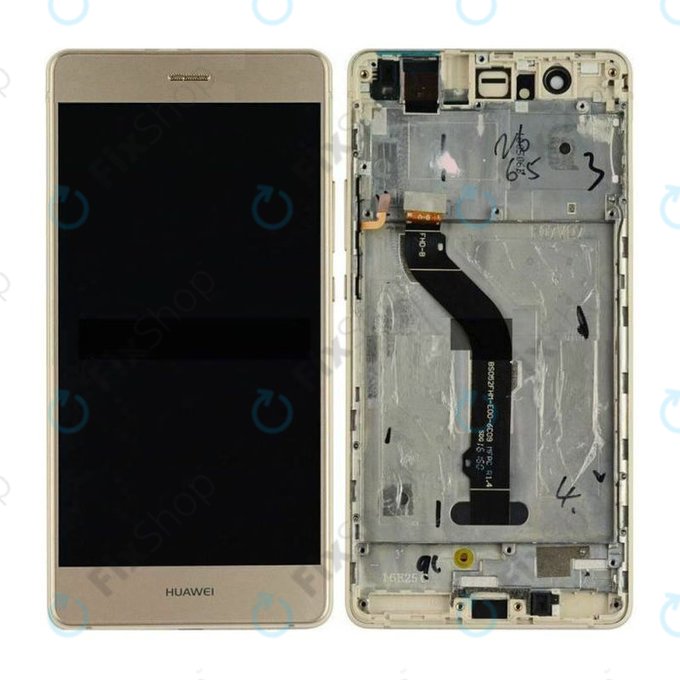 Huawei P9 lite - LCD zaslon + steklo na dotik + okvir (Gold) TFT