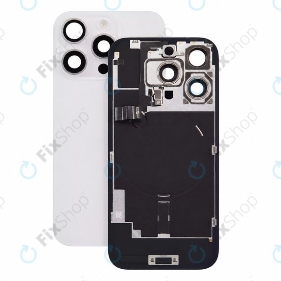 Steklo zadnjega ohišja za iPhone 16 Pro, White Titanium, Pulled A