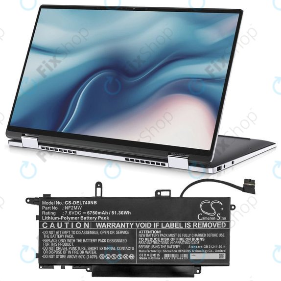 Baterija za Dell Latitude 7310 2-in-1, 7400 2-in-1, 6750mAh, Li-Pol, 7.6V, NF2MW, HQ