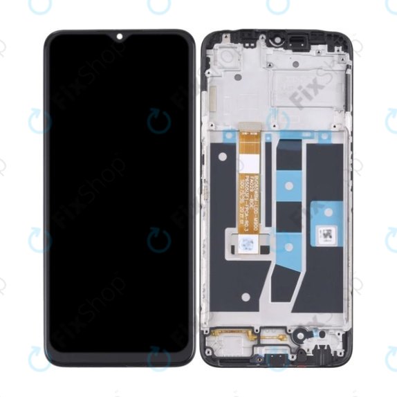 Oppo A16, A16s - LCD zaslon + steklo na dotik + okvir (Crystal Black) TFT