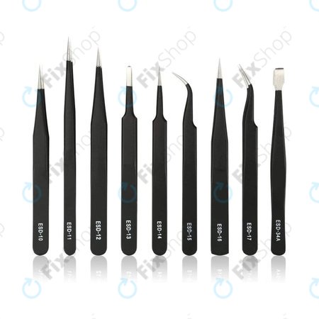 Komplet ESD antistatičnih pincet iz nerjavečega jekla 9 v 1
