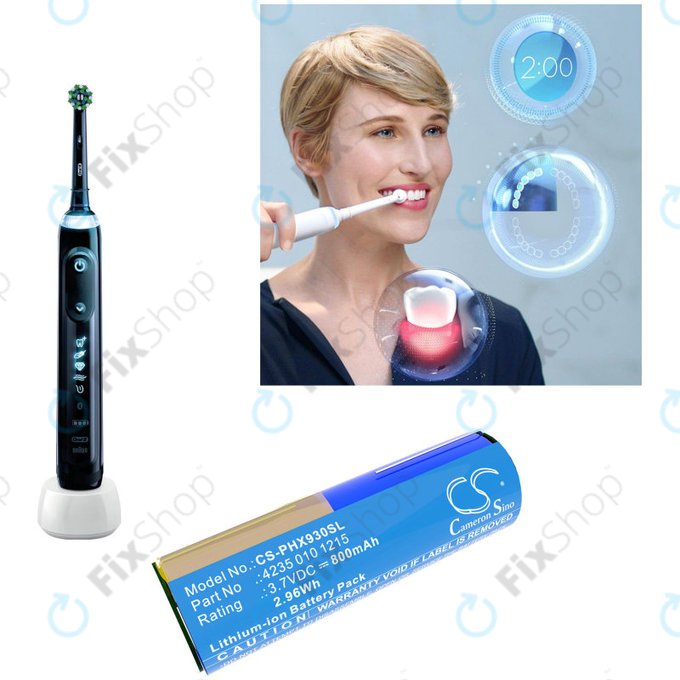 Baterija za Oral-B Genius X, Smart 6000, Philips Diamondclean, Easyclean, 800mAh, Li-Ion, 3.7V, 4235 010 13068, HQ