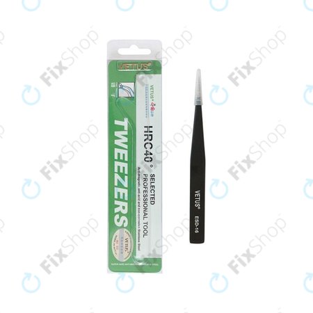 Vetus ESD-16 - Antistatična kovinska pinceta z ostro konico (128mm)