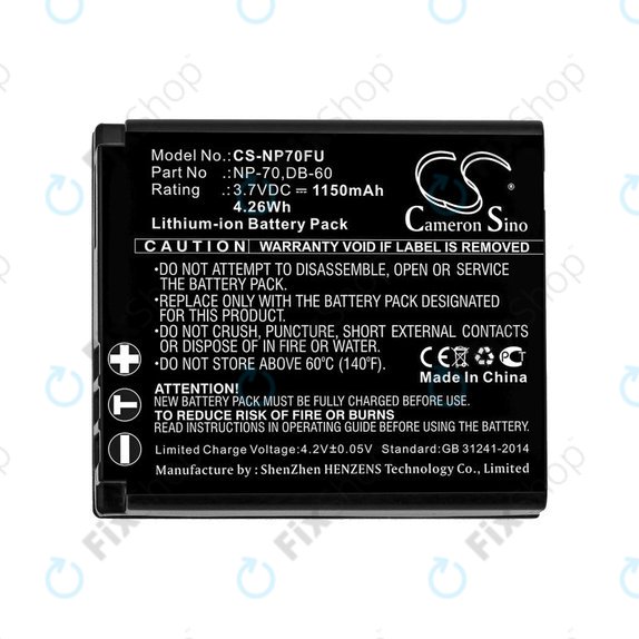 Baterija za Panasonic Lumix DMC-FX01, 1150mAh, Li-Ion, 3.7V, CGA-S005, HQ